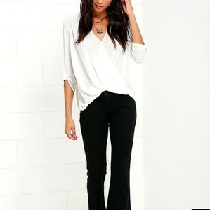 Lulus White faux wrap blouse